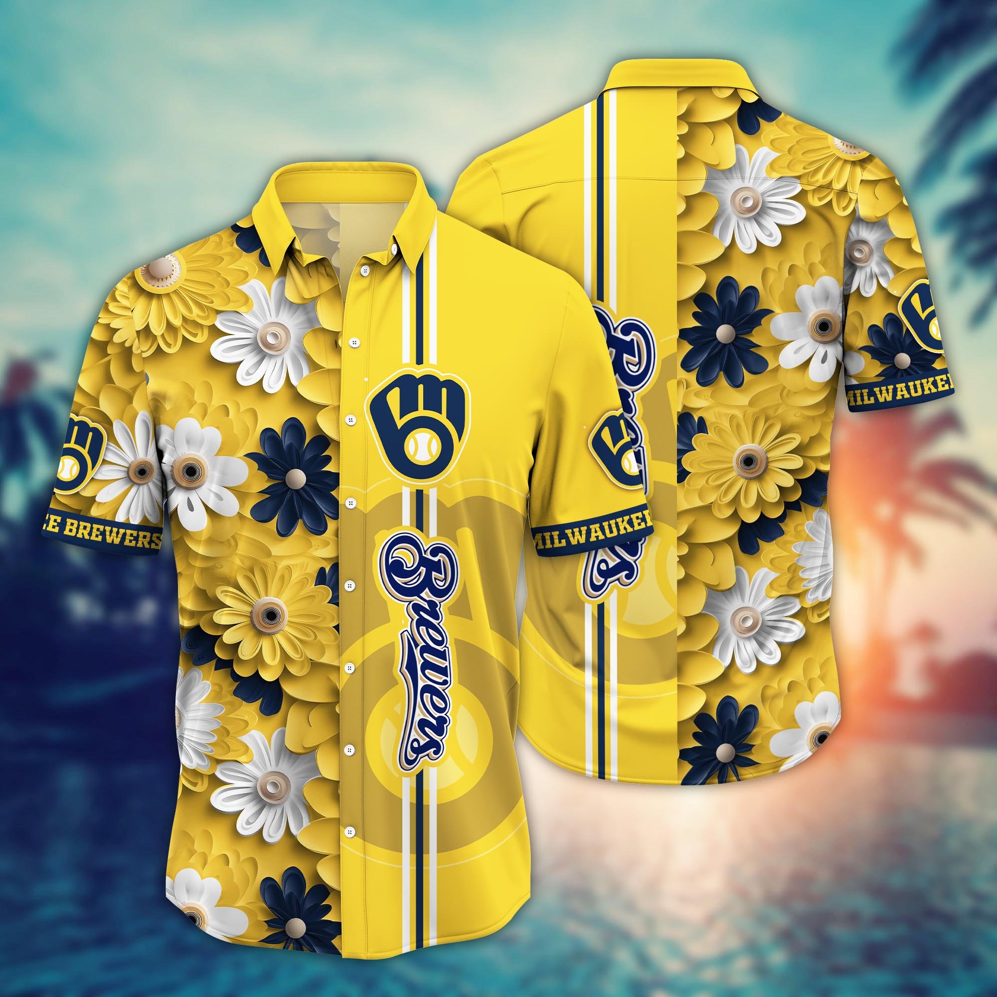 Milwaukee Brewers Flower Hawaii Shirt And Tshirt For Fans, Summer Football Shirts NA49574